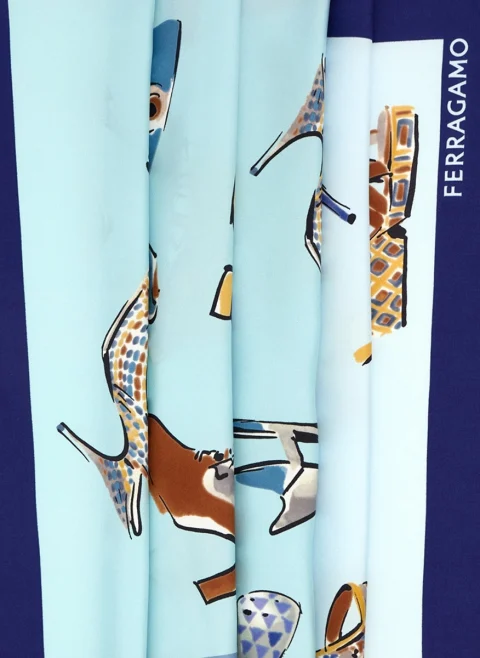 Копринен шал с принт 'Genio' Ferragamo — снимка 3