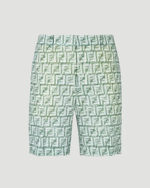 Green FF Linen Shorts