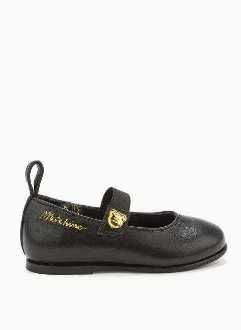 Кожени балеринки с метален детайл Moschino Kids