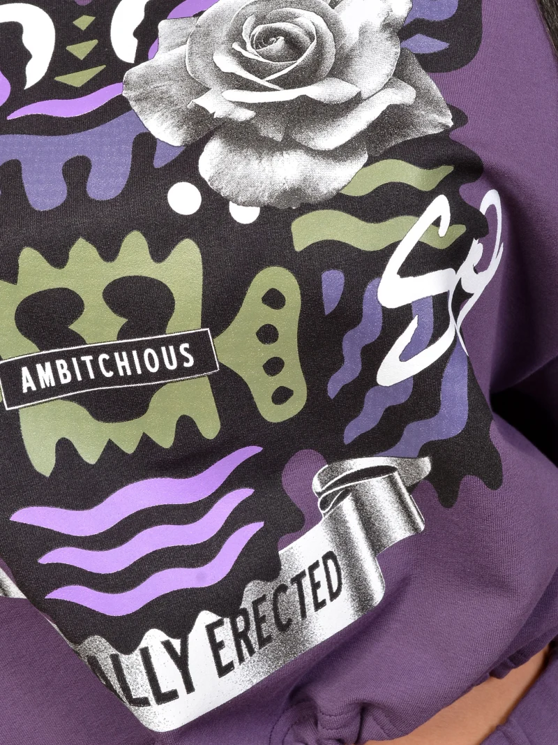 СУИЧЪР В ЛИЛАВ ЦВЯТ Purple cropped sweatshirt — снимка 9