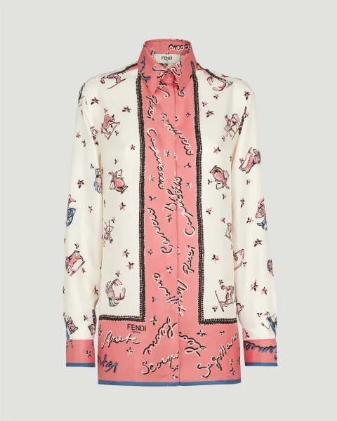 Multicolor Silk Shirt in Pink