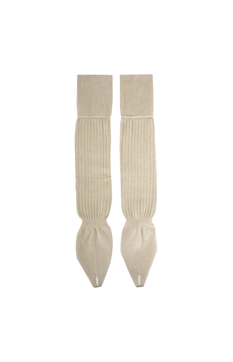 Mid Calf Thong Sock in Beige