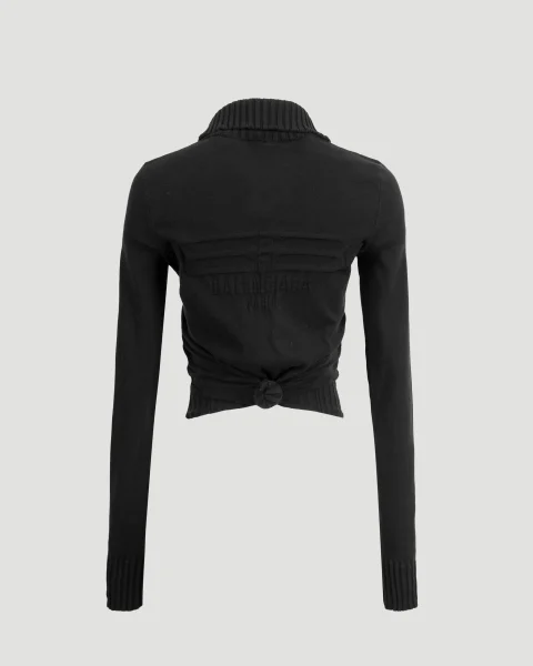 BB Paris Icon Knotted Fitted Zip-Up Jacket in Black — снимка 2