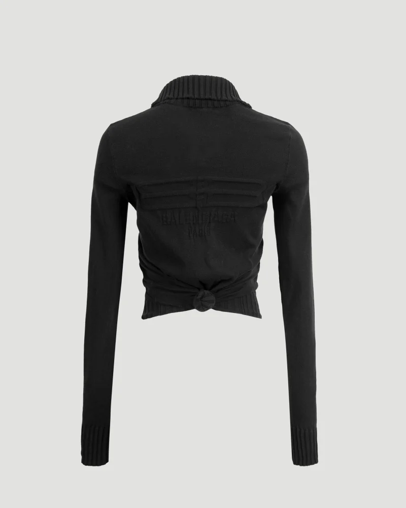 BB Paris Icon Knotted Fitted Zip-Up Jacket in Black — снимка 2