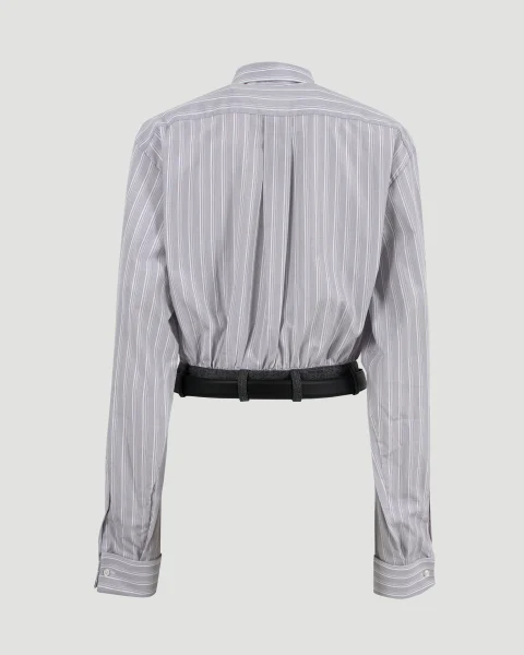 Cropped Shirt with Belt — снимка 2
