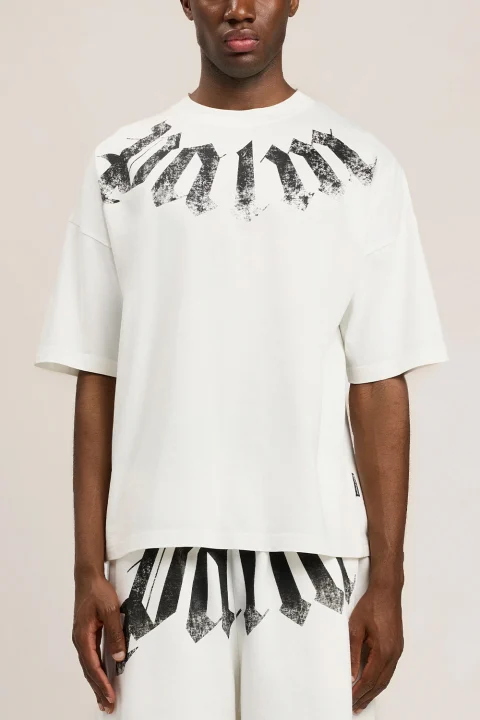 T-Shirt Big Neck Logo Loose PMAA10DS26JER002 0310-off white black — снимка 2