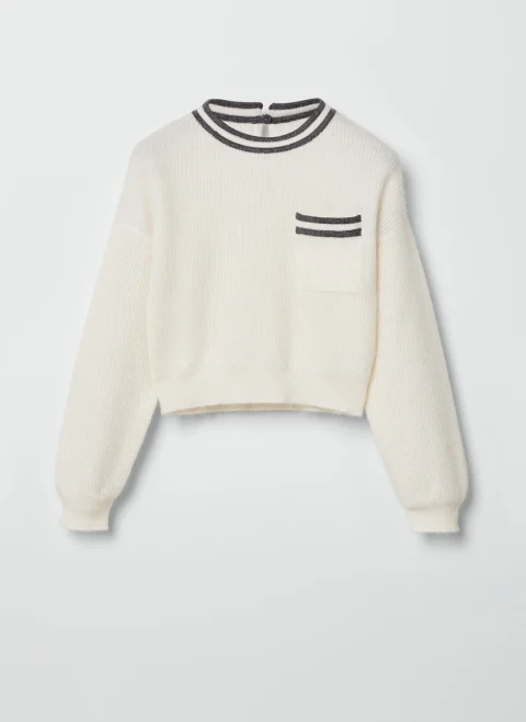Пуловер от алпака с раирани детайли Brunello Cucinelli Kids 8-10