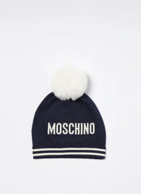 Шапка с помпон Moschino Kids — снимка 2