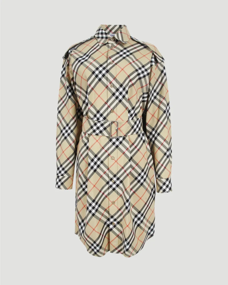 Check Cotton Shirt Dress