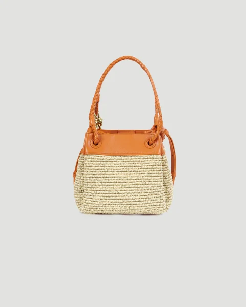 Small Parachute Bag in Raffia and Leather — снимка 2