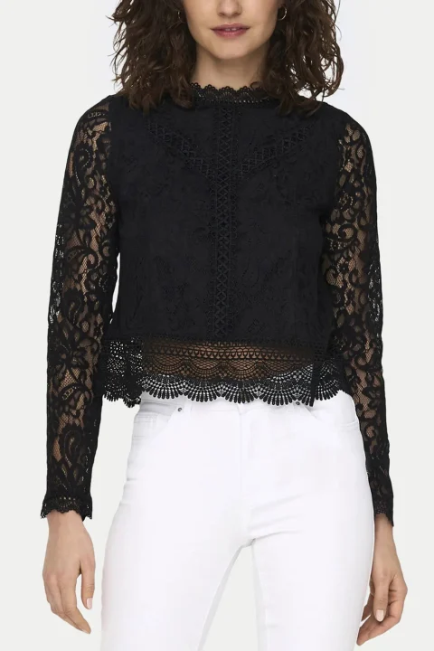 Top Onlnew Karo Lace 15276400 C-N10 black — снимка 2