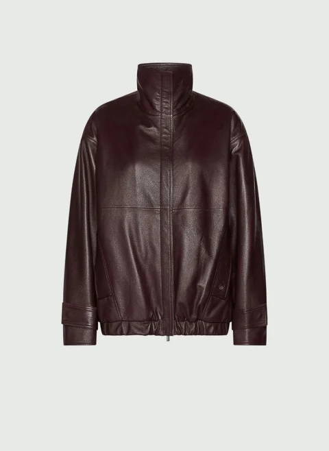 Кожено бомбър яке Marella Monochrome Mlllivrea — снимка 5