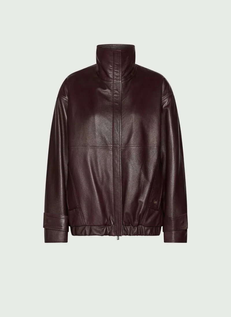Кожено бомбър яке Marella Monochrome Mlllivrea — снимка 5
