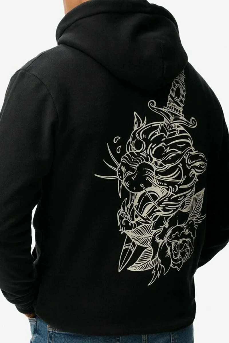 Суичър D2 Ovin Tattoo Flash Loose Hood M2014251A 02a black — снимка 2