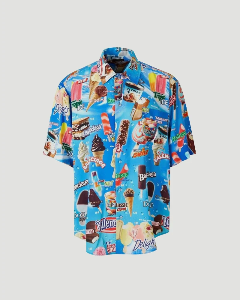 Sweet Treat Short Sleeve Minimal Shirt in Blue