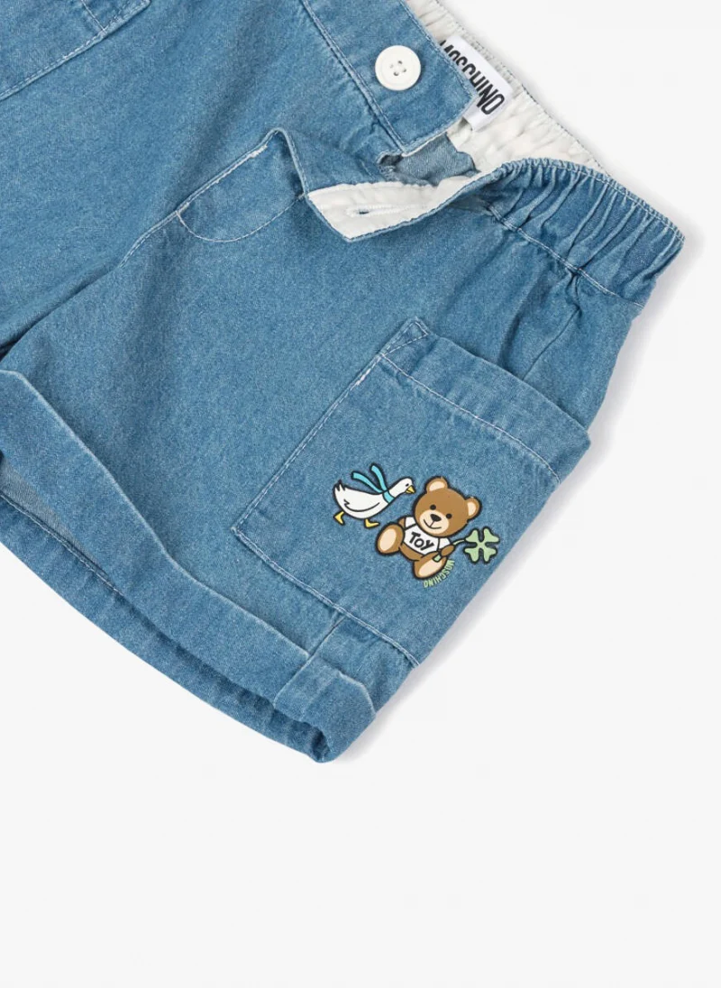 Къс панталон от деним Moschino Kids — снимка 3