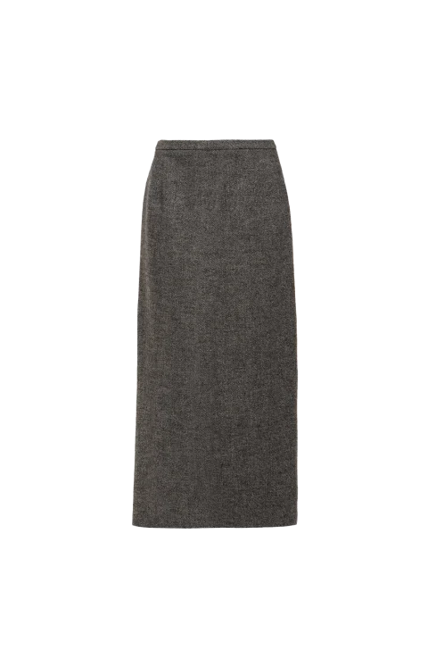 Wool Midi Skirt in Grey