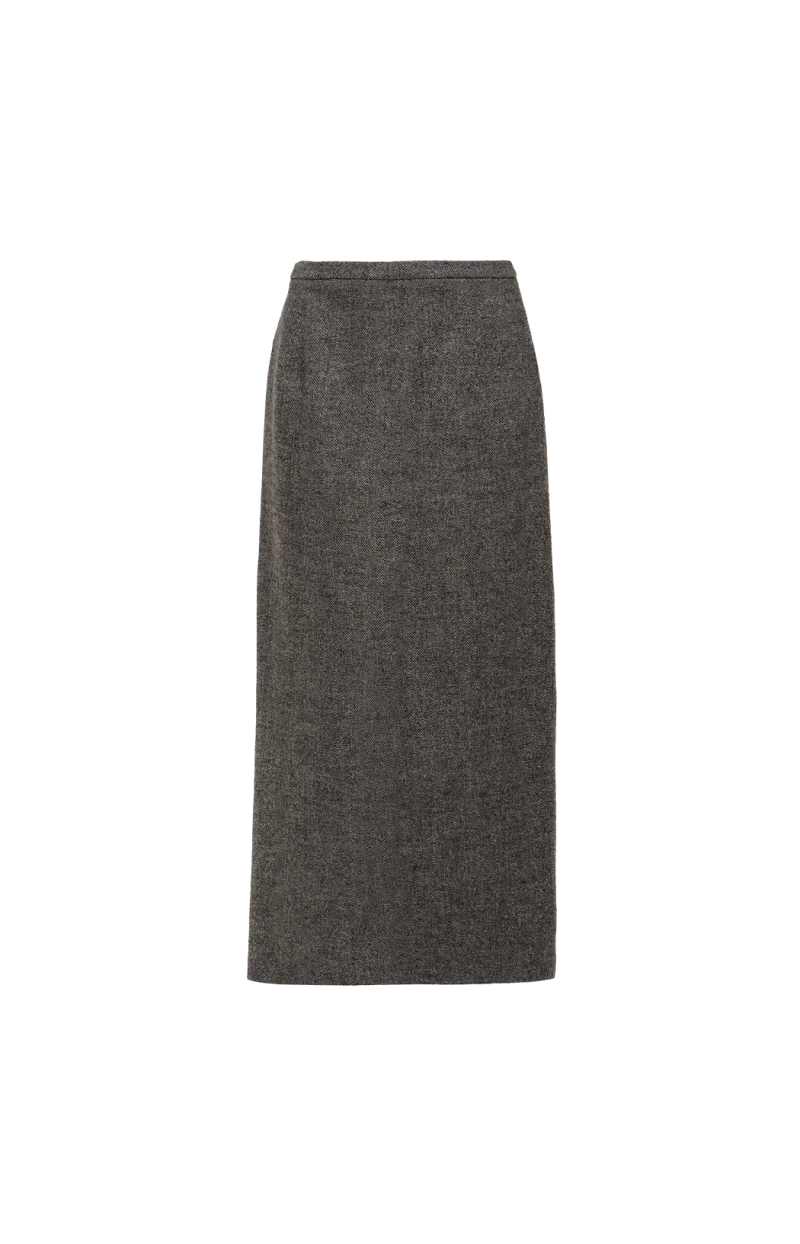 Wool Midi Skirt in Grey