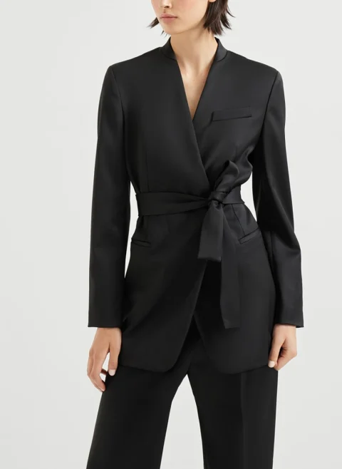 Сатенирано сако с колан Brunello Cucinelli — снимка 6
