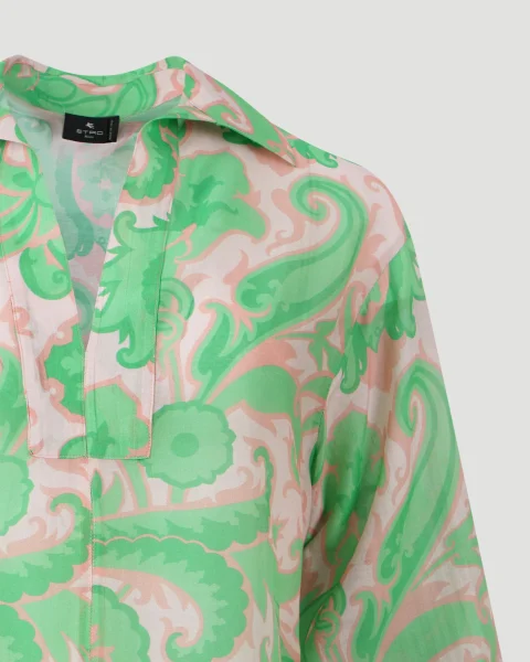 Paisley Blouse in Cotton and Silk — снимка 2