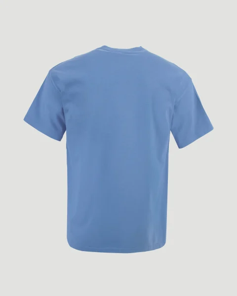 T-Shirt in Blue Cotton with Givenchy Paris Gros Grain — снимка 3