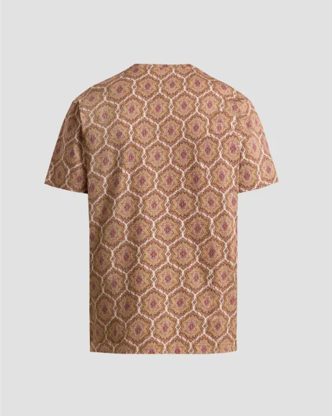 Printed Cotton T-Shirt in Beige — снимка 2