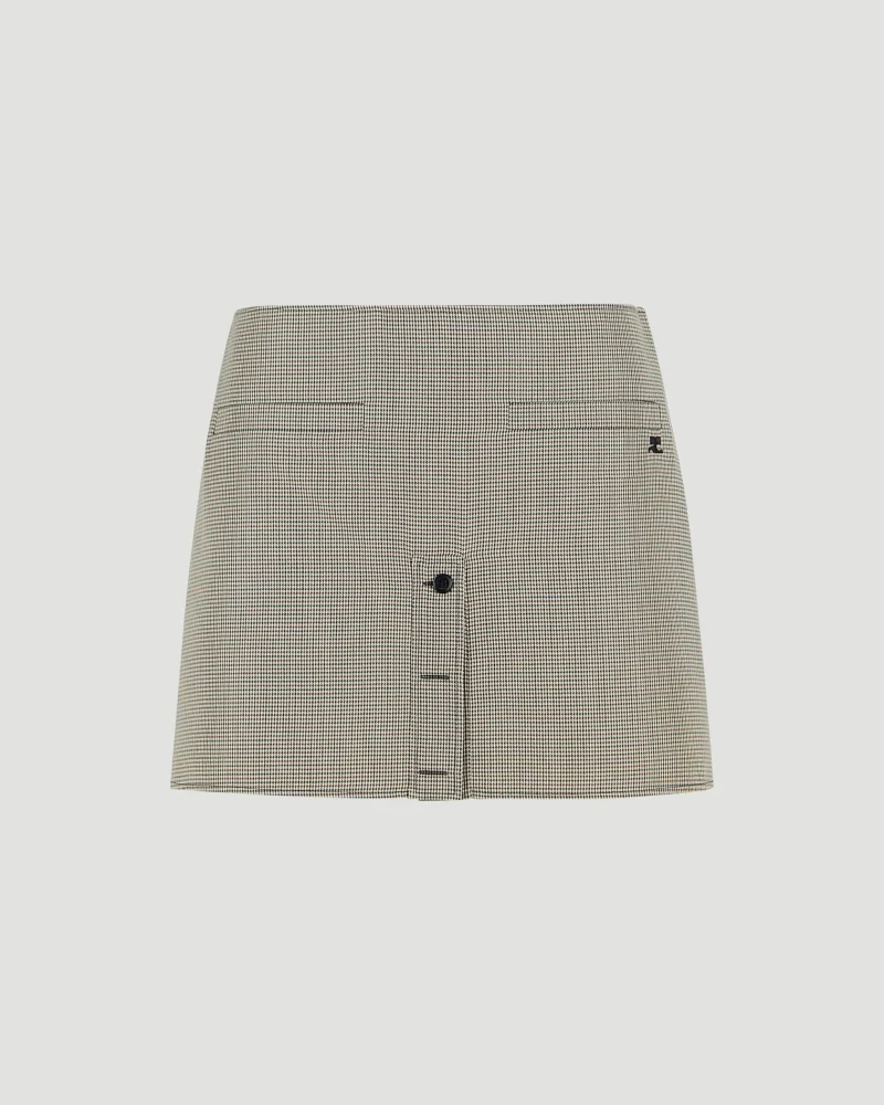 Houndstooth Buttoned Mini Skirt