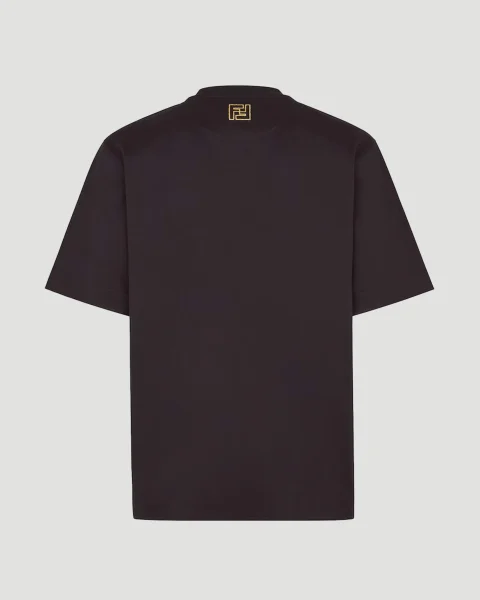 T-Shirt with Glitter Fendi Roma Logo in Black — снимка 2