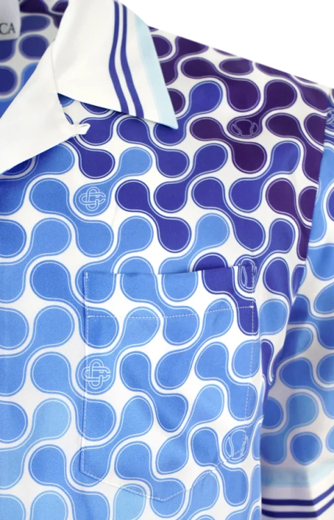 Gradient Tennis Tile Short Sleeve Silk Shirt — снимка 3