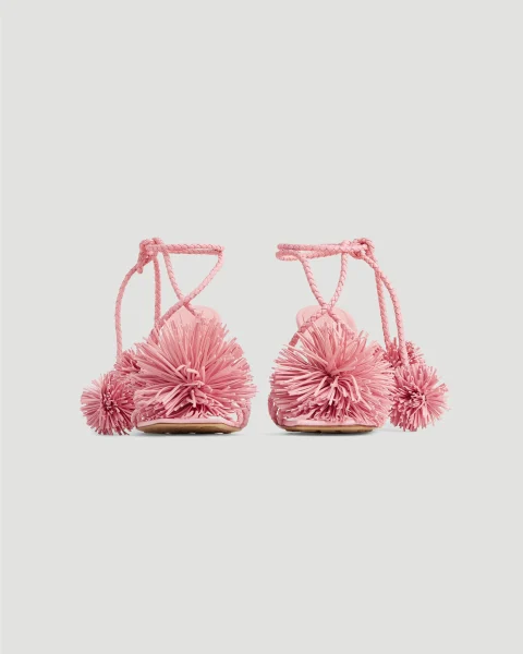 Adam Pompom Intrecciato Leather Sandals in Ribbon — снимка 2