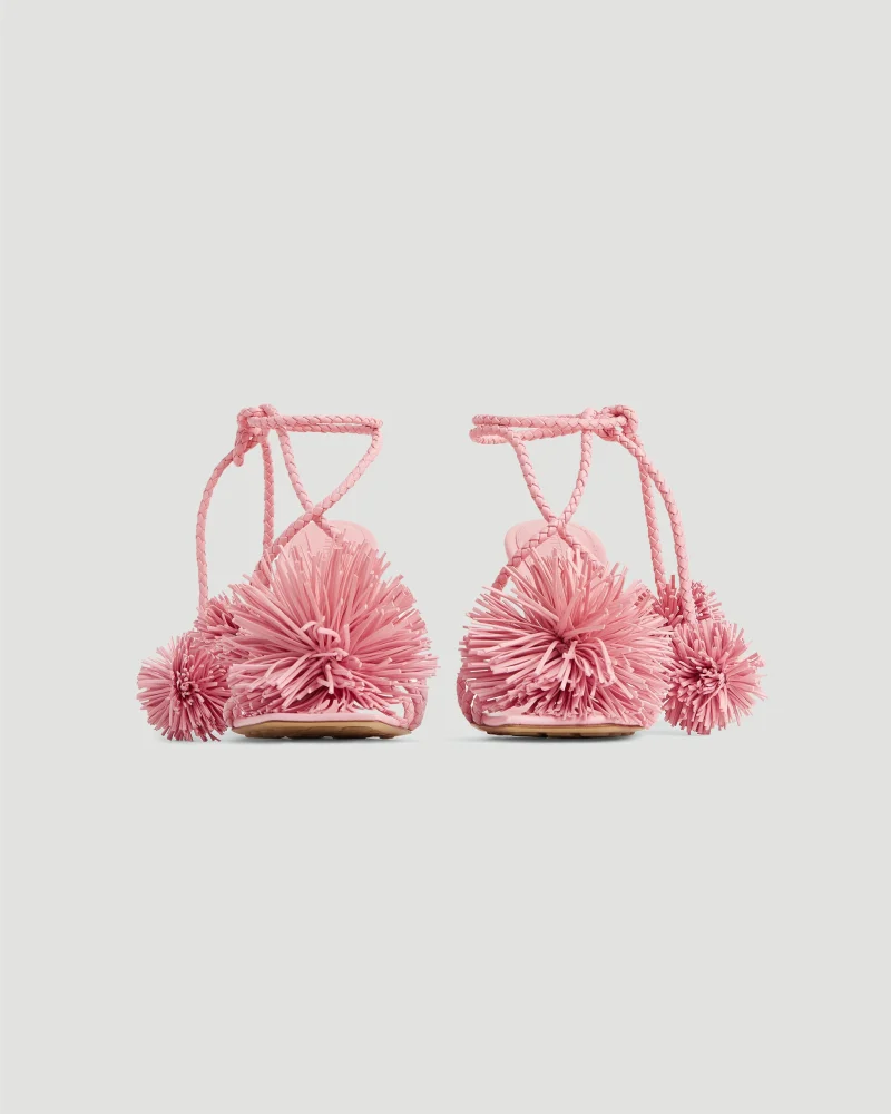 Adam Pompom Intrecciato Leather Sandals in Ribbon — снимка 2