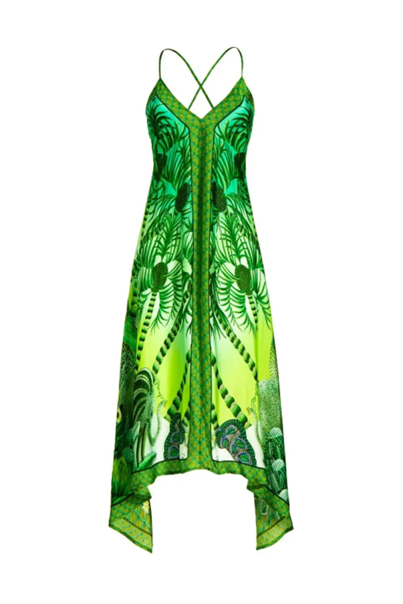 Рокля Foulard Dress Palm Paradise Print PC132A-005 green