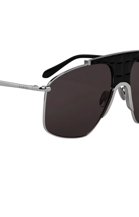 Square Aviator Sunglasses in Black — снимка 2