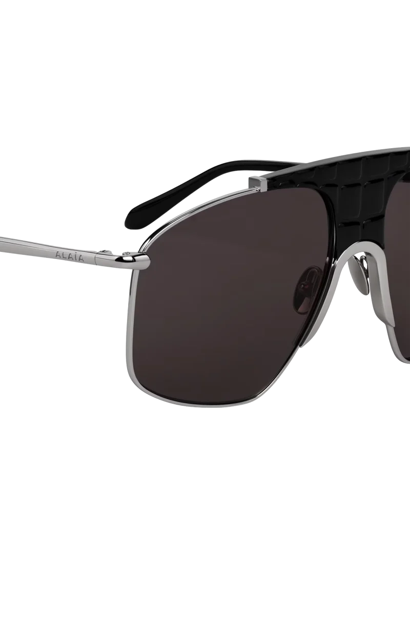 Square Aviator Sunglasses in Black — снимка 2