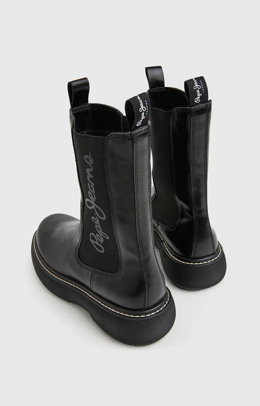 Черни боти YOKO с лого мотив — снимка 3