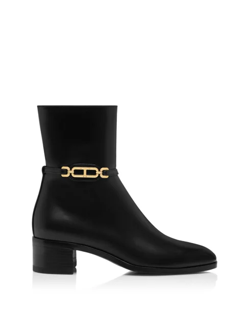 Кожени боти с метален детайл Tom Ford