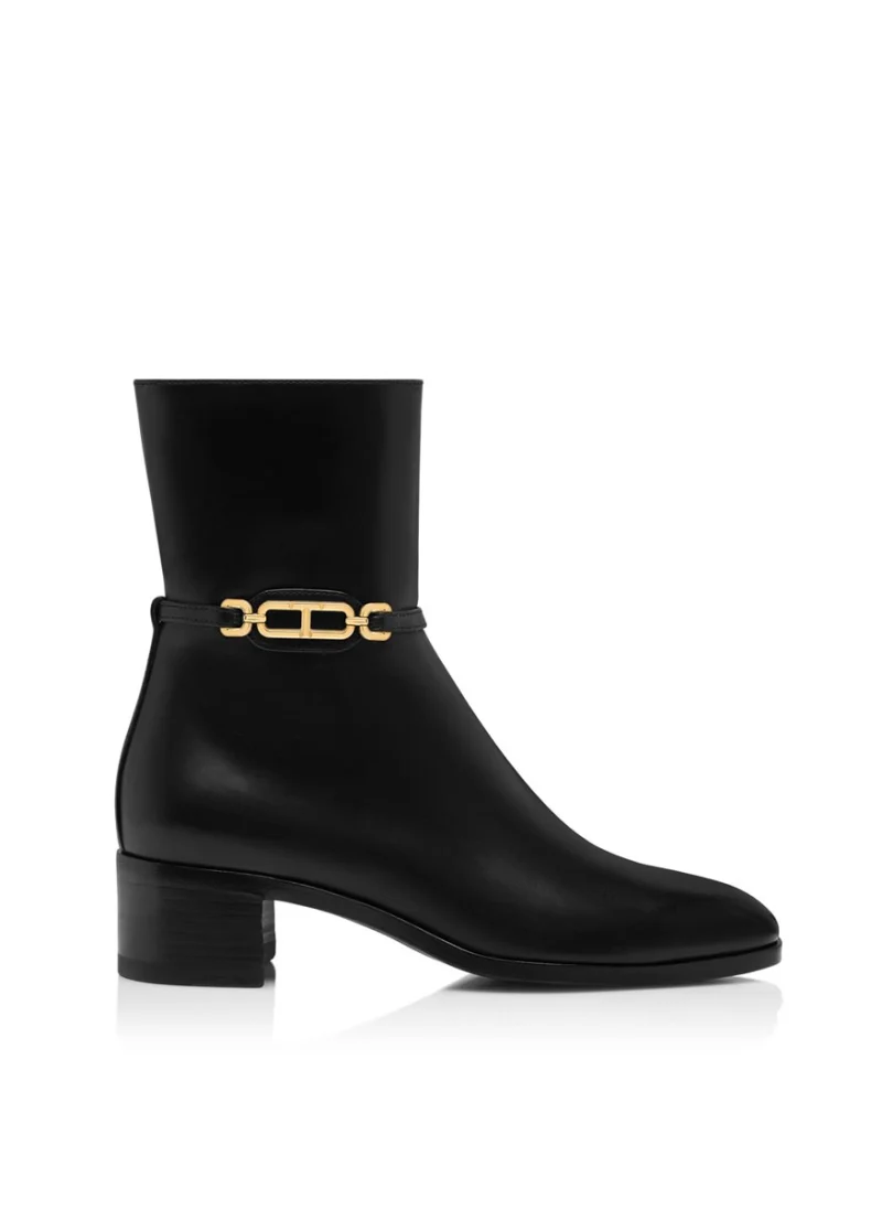 Кожени боти с метален детайл Tom Ford