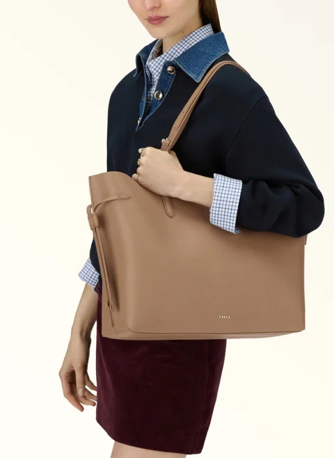 Кожена 'Tote' чанта Furla Ava Toffee Nero — снимка 4