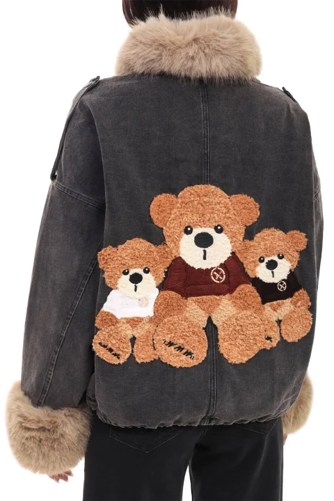 Яке Women Teddy Fur Denim MW094070824 black — снимка 2