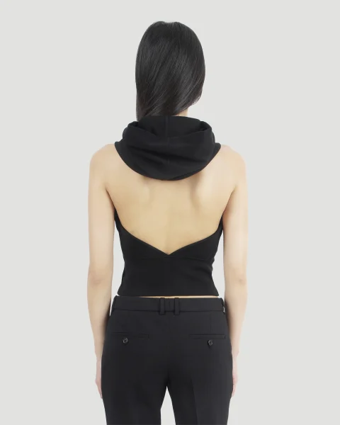 Black Cropped Hooded Top — снимка 4