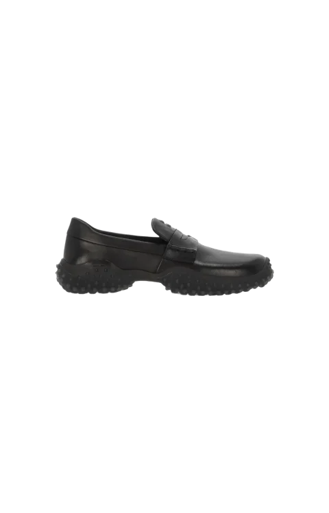 Logo Leather Loafers in Black