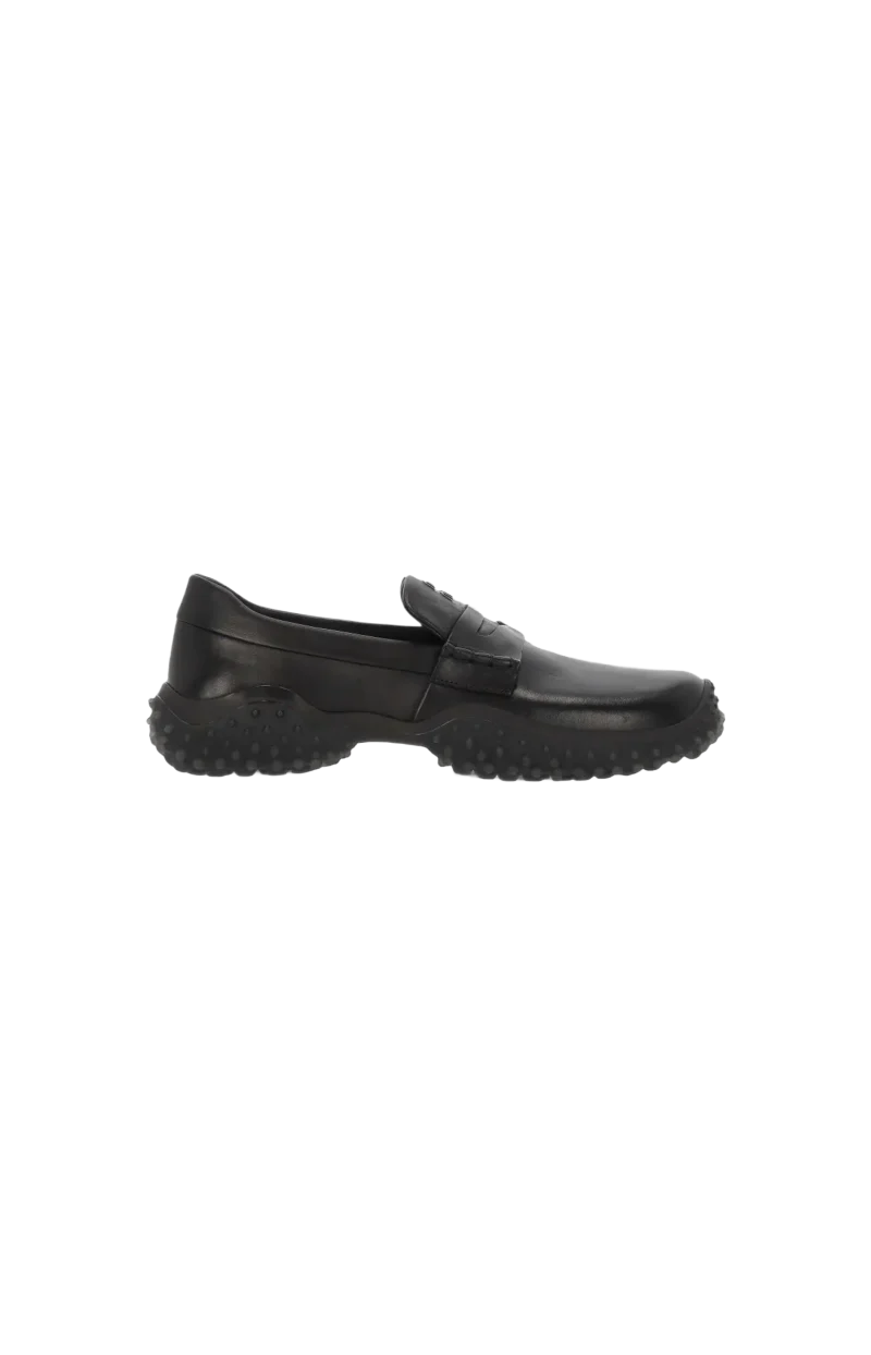 Logo Leather Loafers in Black