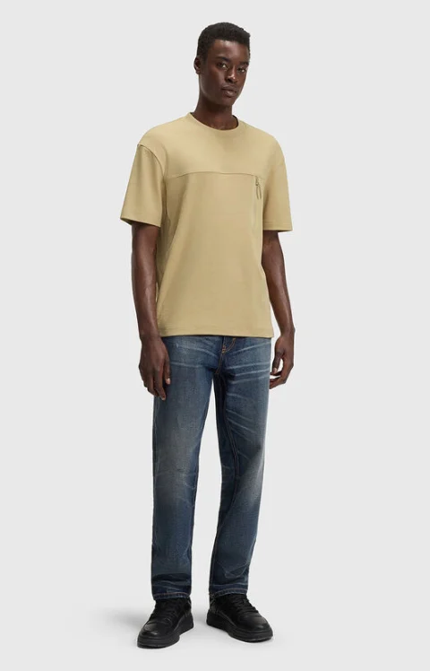 Памучна тениска с акцентен цип — снимка 2