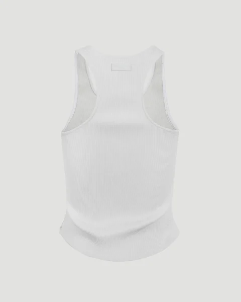 Stretch Leather Tank in White — снимка 2