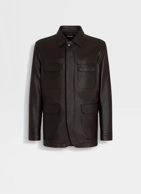 Яке от естествена кожа Zegna — снимка 5