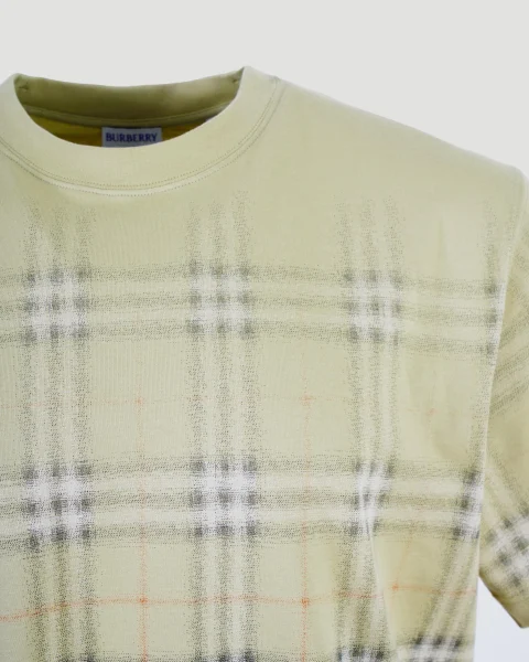 Gradient Check Cotton T-Shirt in Green — снимка 3