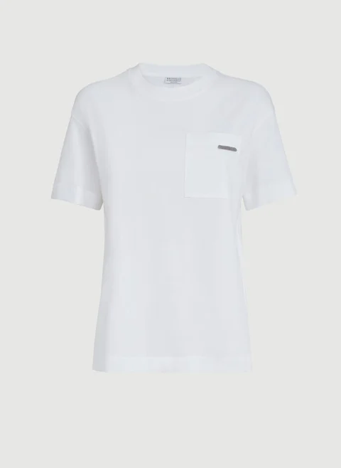 Тишърт с монили Brunello Cucinelli — снимка 6