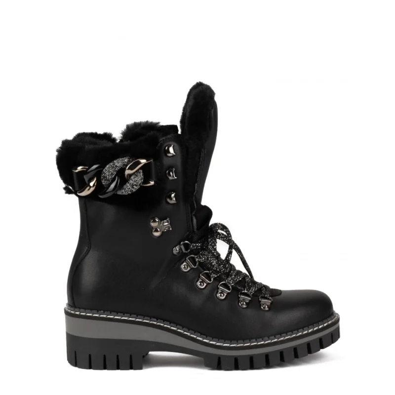 Дамски черни боти с вълна New Italia Shoes