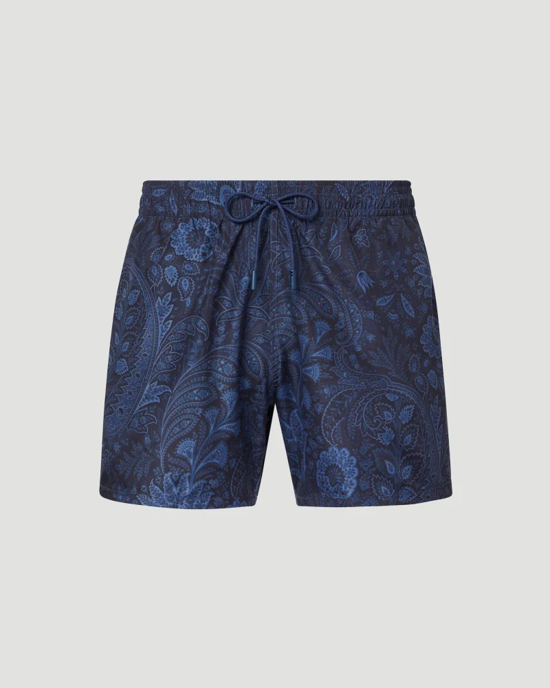 Blue Floral Paisley Swim Shorts