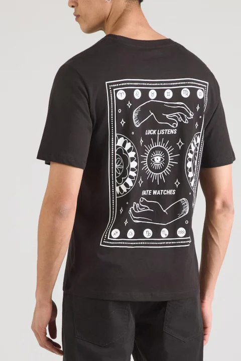T-Shirt Jjcalm Back Print Ss Crew Neck 12297701 C-N10 black/luck — снимка 2